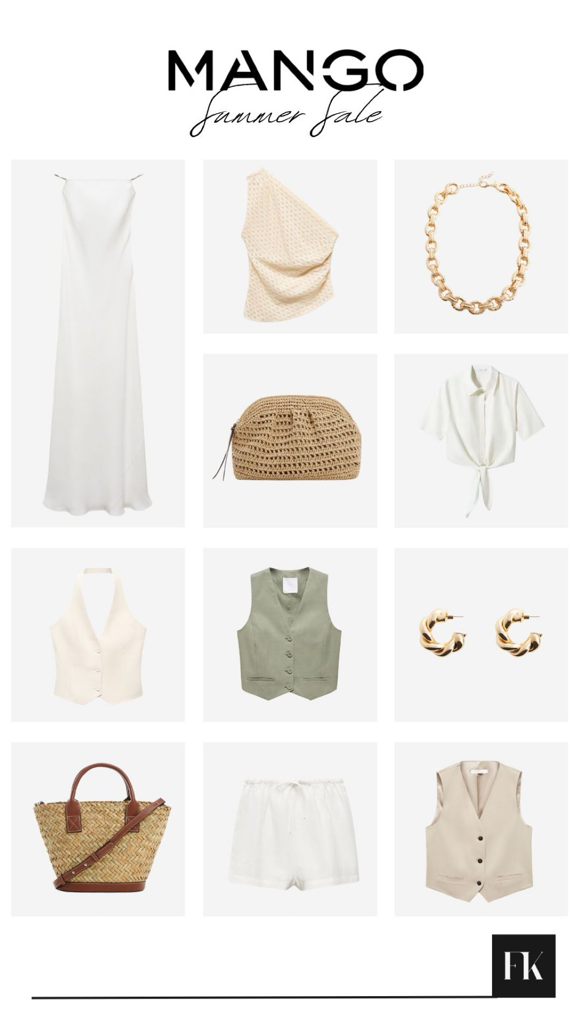 My favourite summer holiday pieces from the Mango summer sale 🐚🤍 Lots of beige and white, linen, waistcoats, evening dress, rattan beach bags and gold jewellery

#LTKsummer #LTKSummerSale #LTKsale
