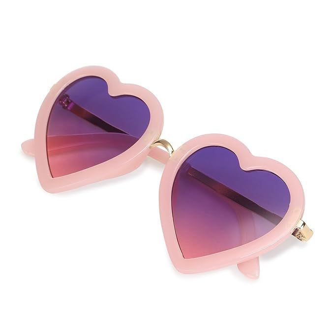 CMK Trendy Kids Kids Polarized Heart Shaped Sunglasses for Toddler Girls Age 3-10 | Amazon (US)