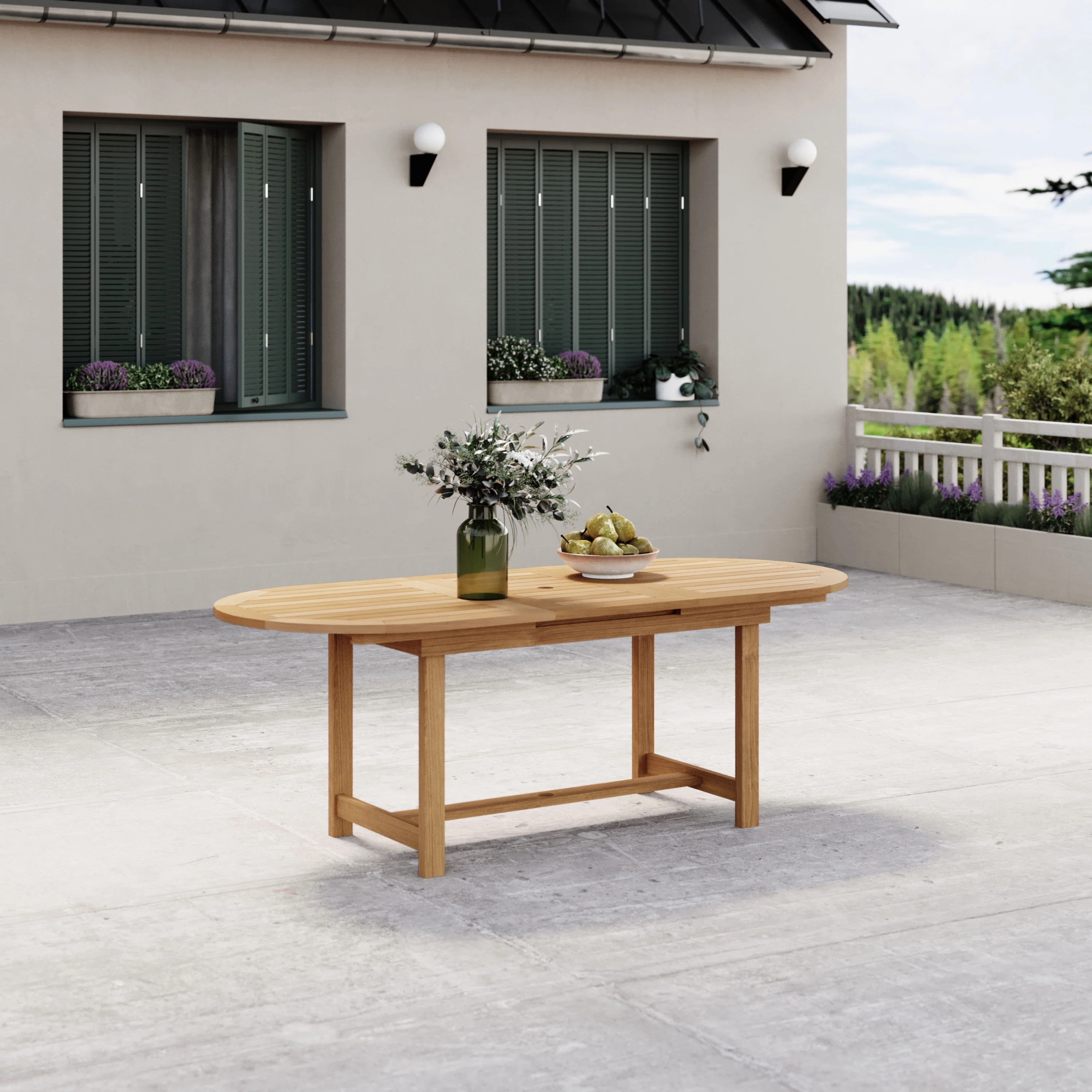 Alyisa Outdoor Patio FSC Wood Extendable Oval Dining Table | Wayfair North America