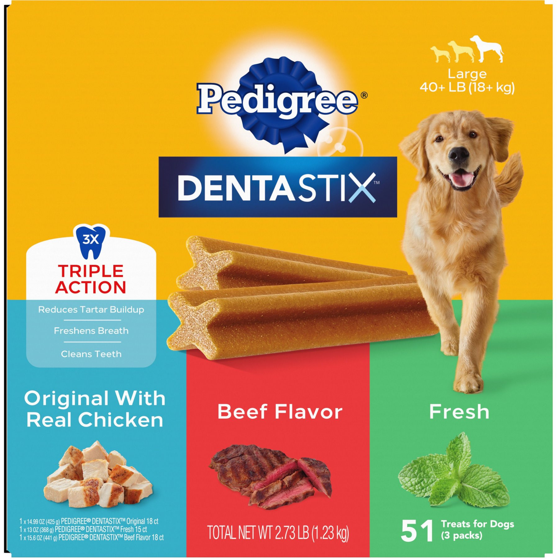 Pedigree Dentastix Original Chicken, Beef Flavored & Fresh Variety Pack Mint Flavored Large Denta... | Chewy.com
