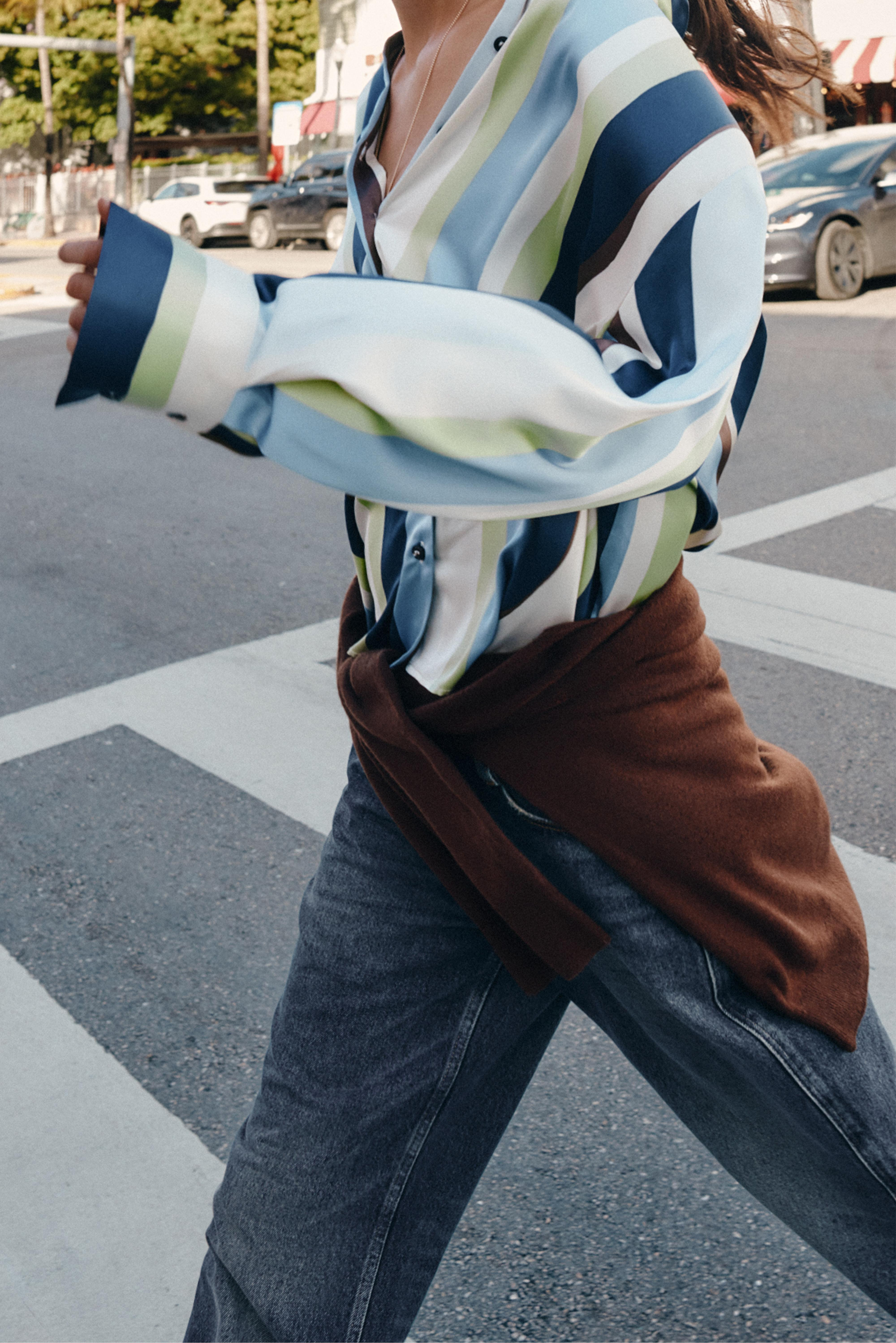 STRIPED SATIN EFFECT SHIRT | Zara US