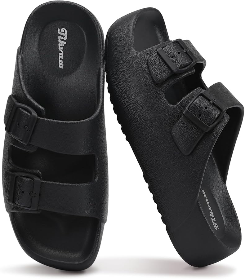 Women's Platform Sandals with Arch Support Square Toe Adjustable 2 Buckle Sandals,Comfort Lightwe... | Amazon (US)