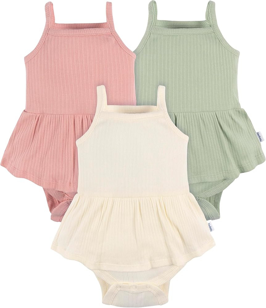 Gerber Baby Girls Multi-Pack Sleeveless Onesies Bodysuit | Amazon (US)