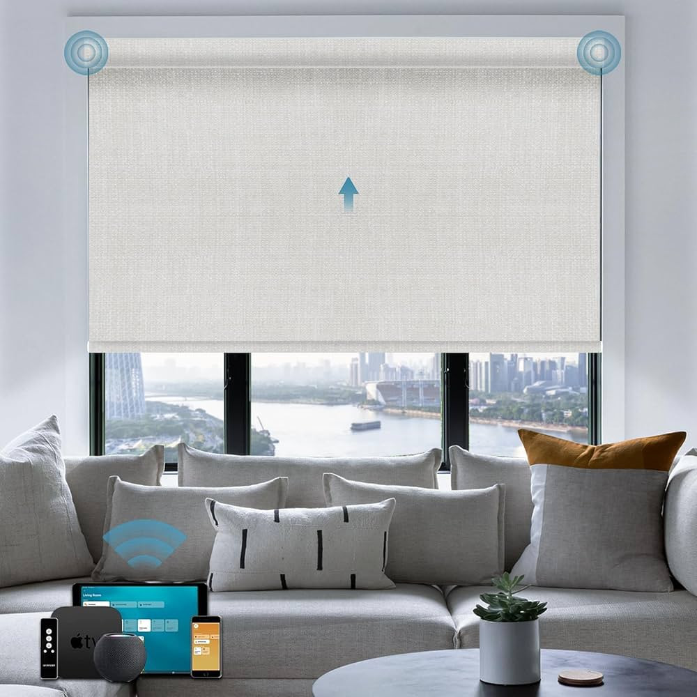 Motorized Roller Shade, 100% Blackout Smart Window Blinds Work with Homekit, Alexa, Google Home, ... | Amazon (US)