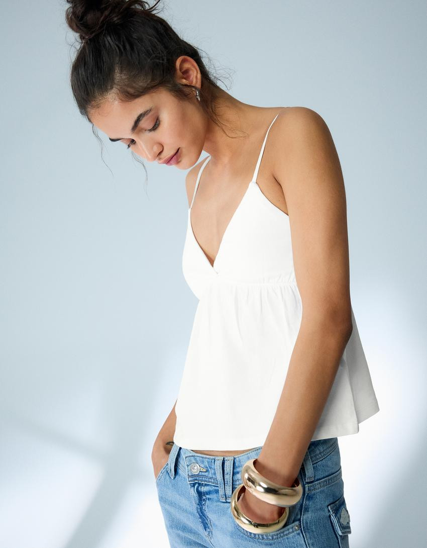 Peplum strappy top - Tops and bodysuits - Women | Bershka UK