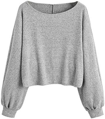 SweatyRocks Women's Casual Crewneck Raglan Long Sleeve Ribbed Knit Crop Top Cropped Sweater | Amazon (US)
