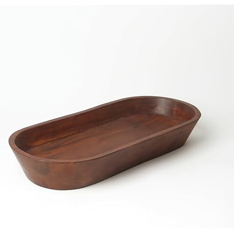 Wooden Dough Bowl - Dark Burnt Acacia Wood Rustic Dough Bowl - Handmade Decorative Bowls for Home... | Amazon (US)