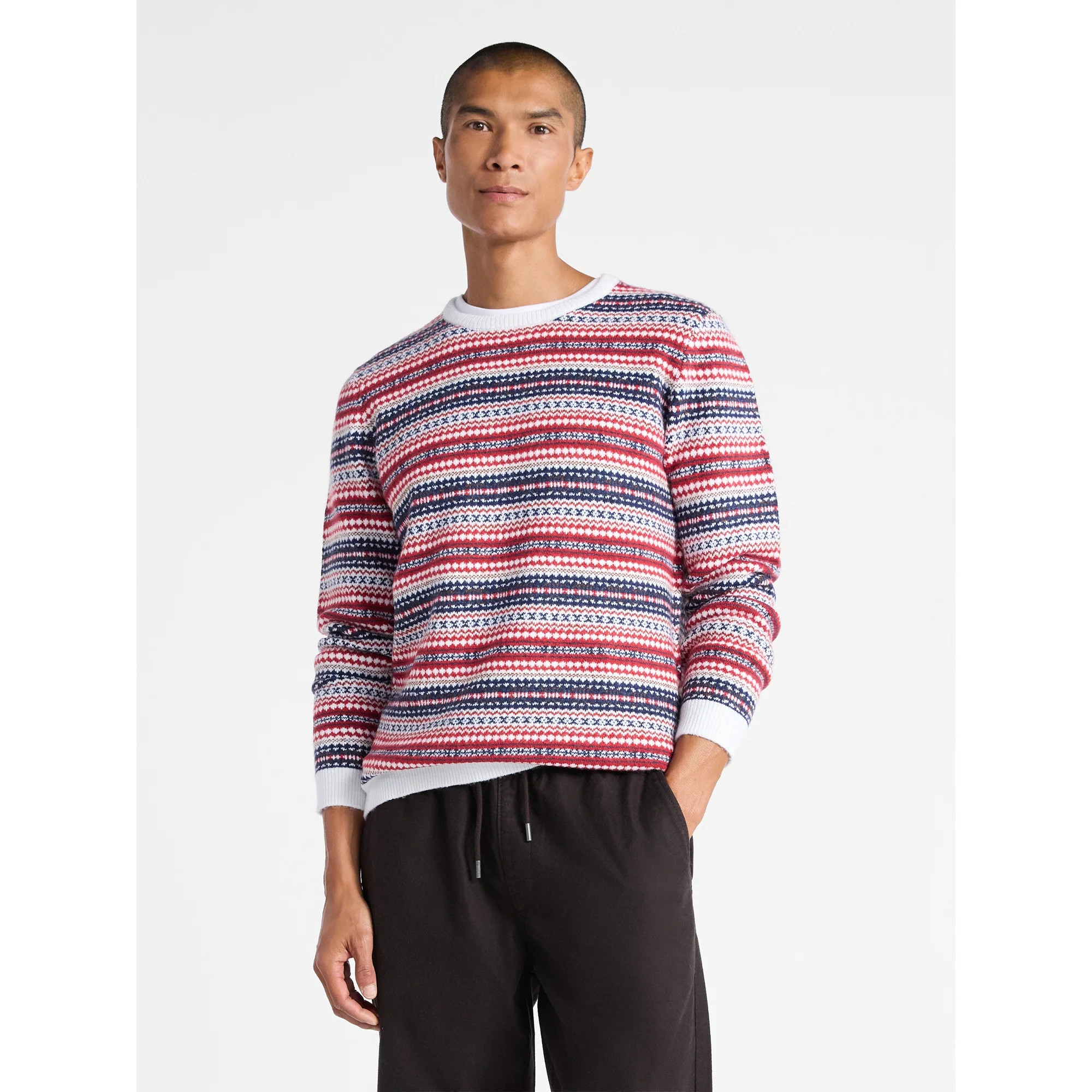 Free Assembly Men's Fair Isle Sweater with Long Sleeves, Size XS-3XL | Walmart (US)