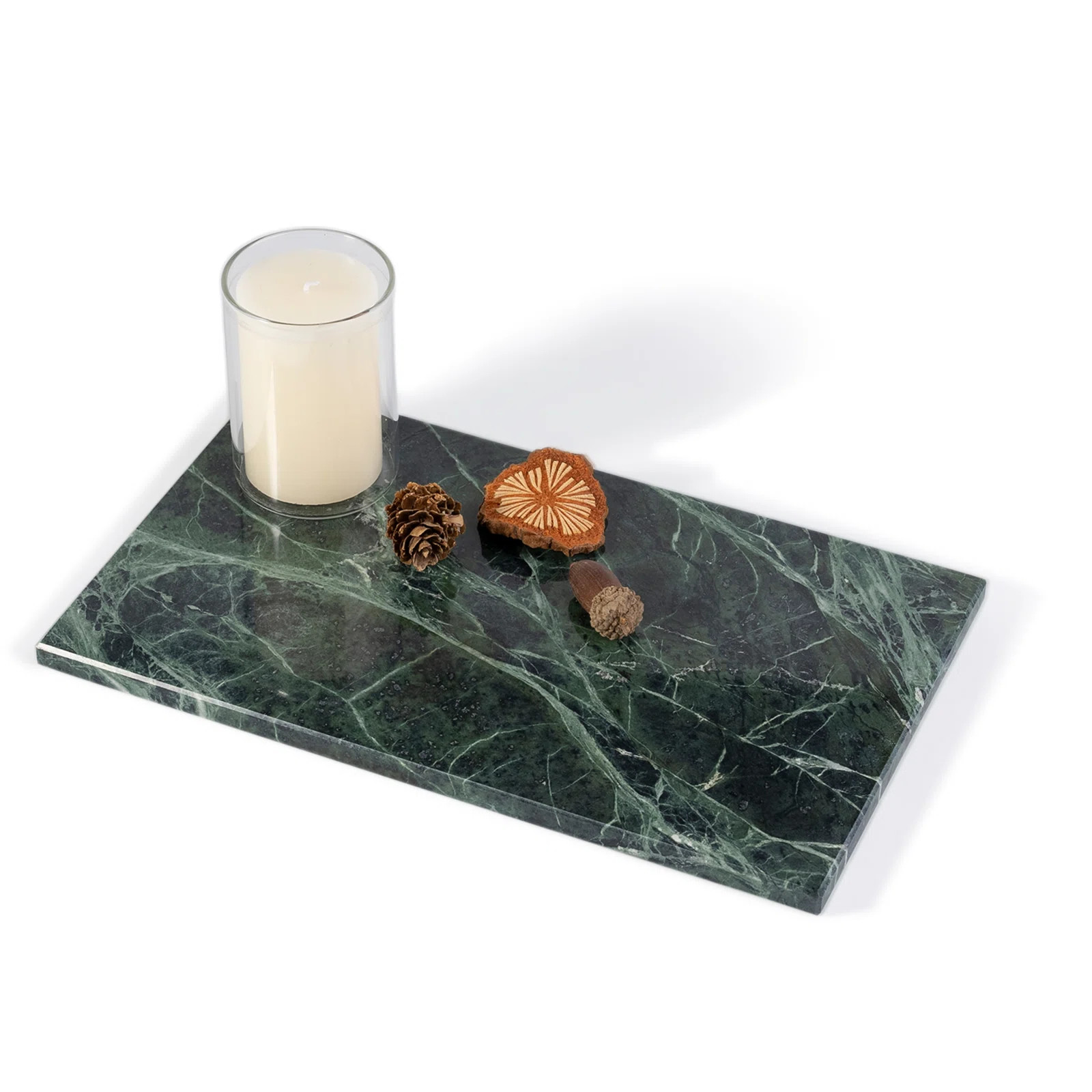 Guein Rectangle Natural Marble Tray,Indian Green | Wayfair North America