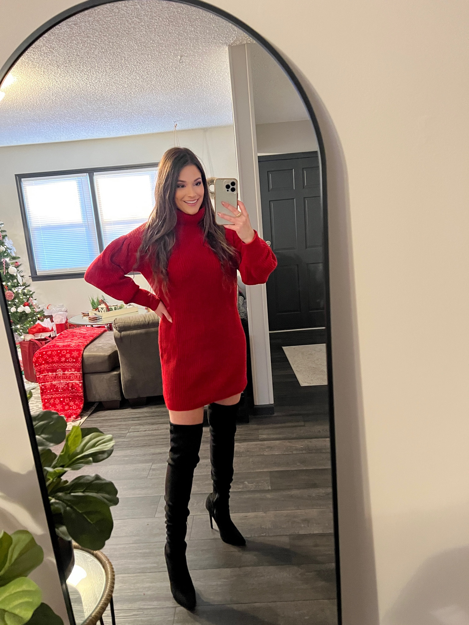 Sweater dress on sale for $25 #sweaterdress #winteroutfit #nyeoutfit #onsale #walmartfashion #walmart #kneehighboots #nyeparty #valentinesoutfit 

#LTKFind #LTKsalealert #LTKSeasonal