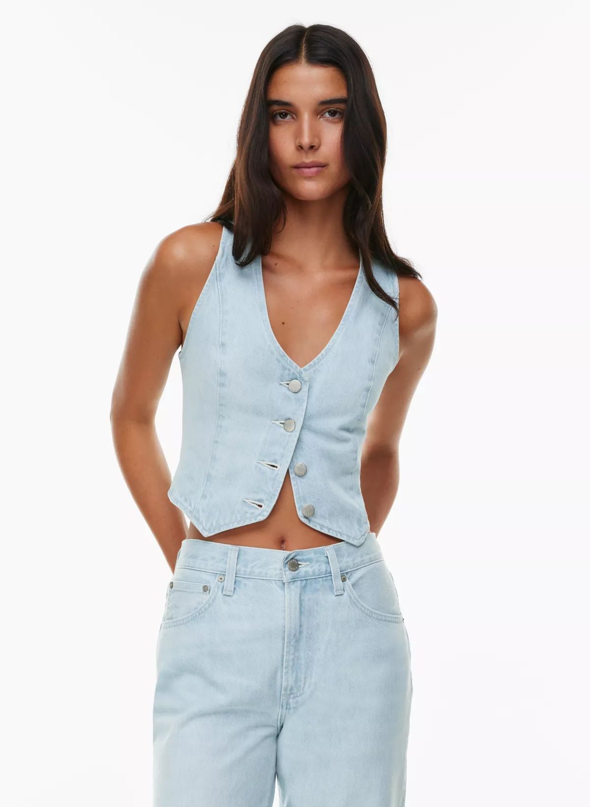 THE '90S MIA DENIM VEST | Aritzia