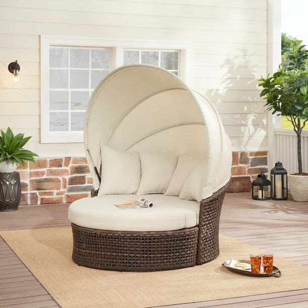 Mainstays Tuscany Ridge 2-Piece Outdoor Daybed with Retractable Canopy, Multiple Colors | Walmart (US)