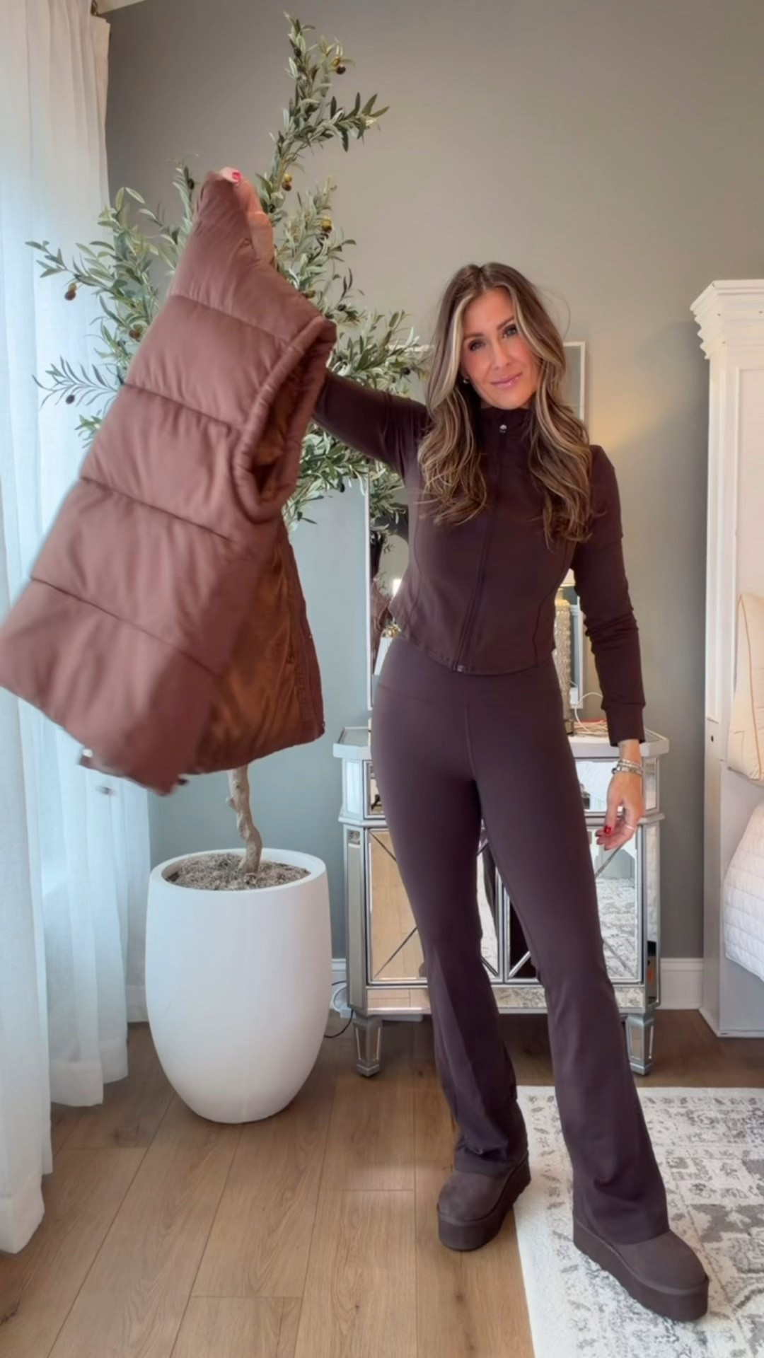 All mocha brown
Size medium top and bottoms and large vest all Amazon 

#LTKmomlife #LTKFindsUnder50 #LTKOver40