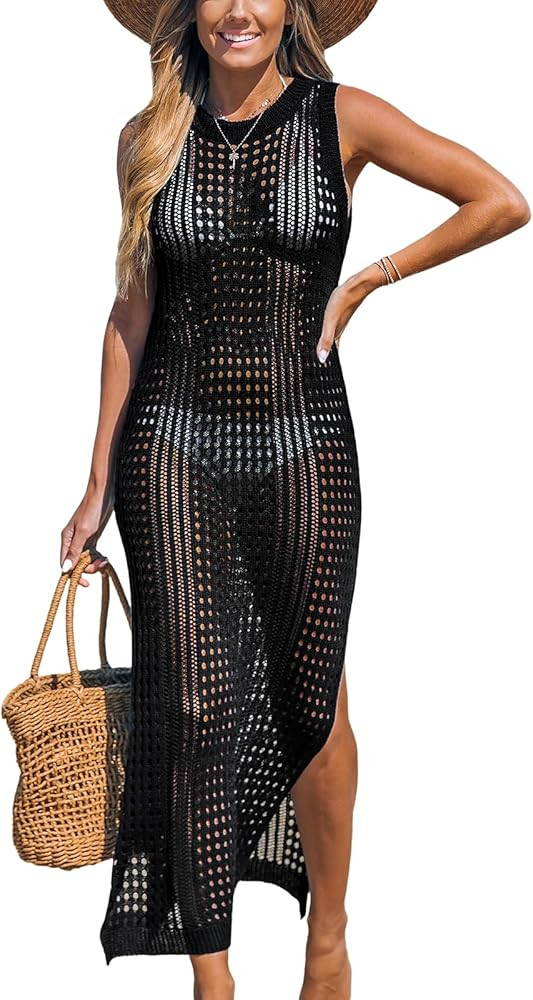 CUPSHE Women Cutout Bodycon Maxi Cover-Up Dress Crew Neck Sleeveless Cover Up Summer | Amazon (US)