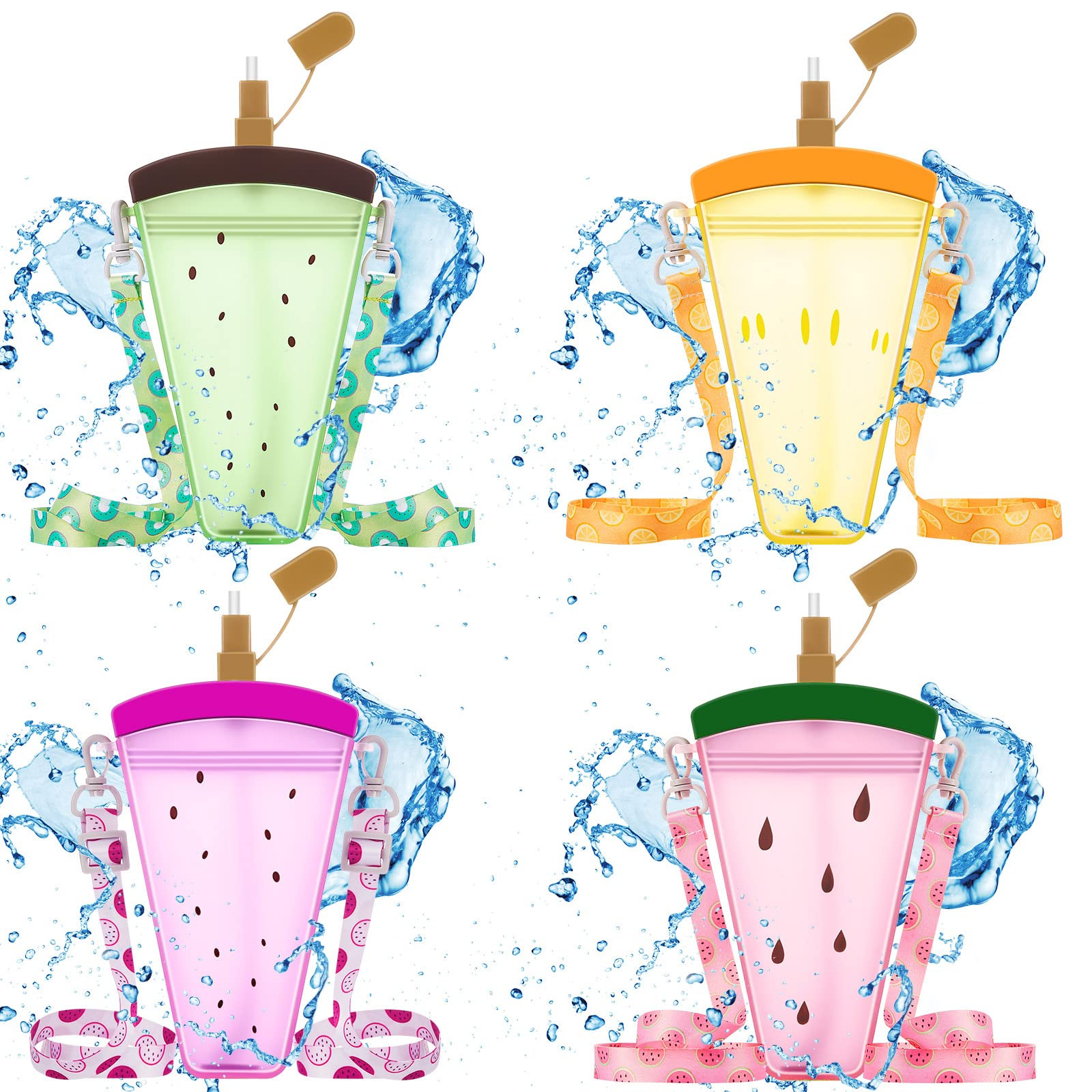 4 Pieces Cute Ice Cream Water Bottles with Strap Kawaii Camera Shaped Drinking Purse Ice Bar Tran... | Amazon (US)