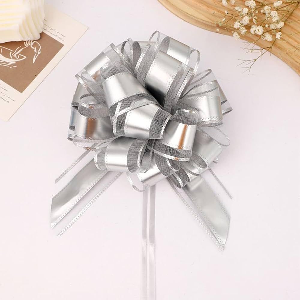 10 Pieces Sliver Pull Bow, Bows for Wrapping Gift or Flower Decorations, ChristmasVarious Party G... | Amazon (US)