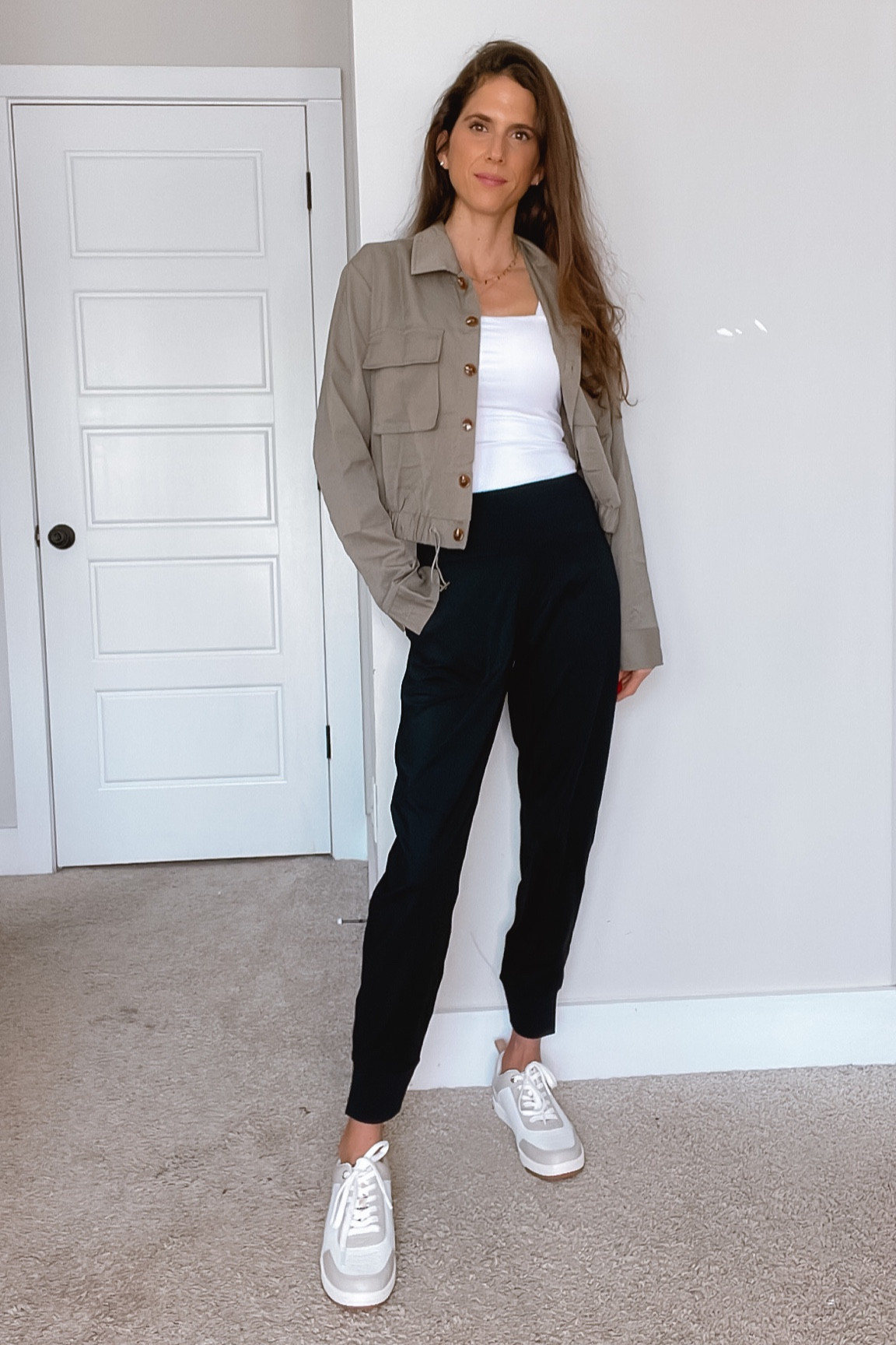 Joggers outfit | amazon joggers | amazon outfit | cropped utility jacket | cropped jacket | spring jacket | spring outfit | casual outfit | everyday outfit | business casual outfit | weekend outfit | mom outfit | neutral outfit | neutral sneakers | Pinterest outfit 



#LTKunder50 #LTKFind #LTKstyletip