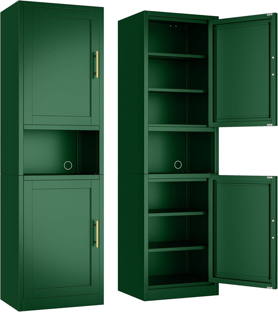 Ckzbx Tall Narrow Storage Cabinet 66.93" H Tall Bathroom Cabinet Metal Pantry Cabinets, 4 Adjusta... | Amazon (US)