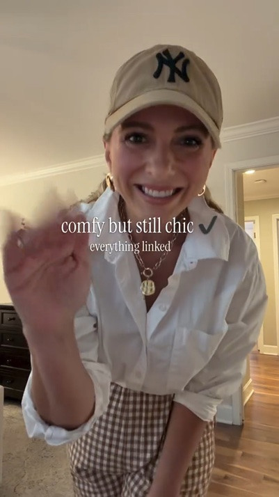 Wanted to feel like I was wearing pajamas today… but still look chic 🤍

Baseball hat, oversized button down, comfy pants, gold jewelry, sneakers. That’s the formula lately.

Proof comfort and classic style can coexist ✨

Everything linked in LTK + Amazon.

#momstyle #classicstyle #everydaystyle #effortlessstyle #oldmoneyaesthetic