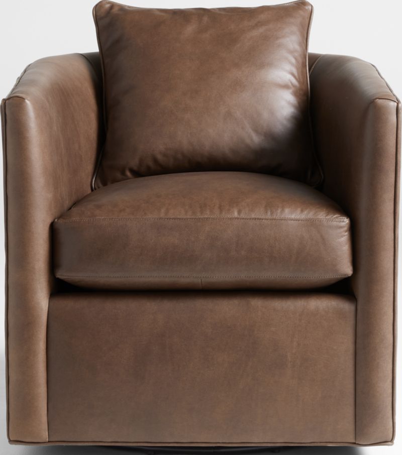 Drew Small Leather Swivel Accent Chair | Crate & Barrel | Crate & Barrel