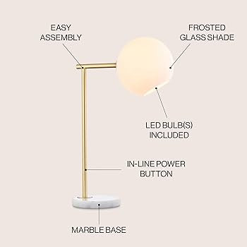 JONATHAN Y JYL1000A Charles 20.5" Metal/Marble LED Table Lamp Contemporary Modern Bedside Desk Ni... | Amazon (US)