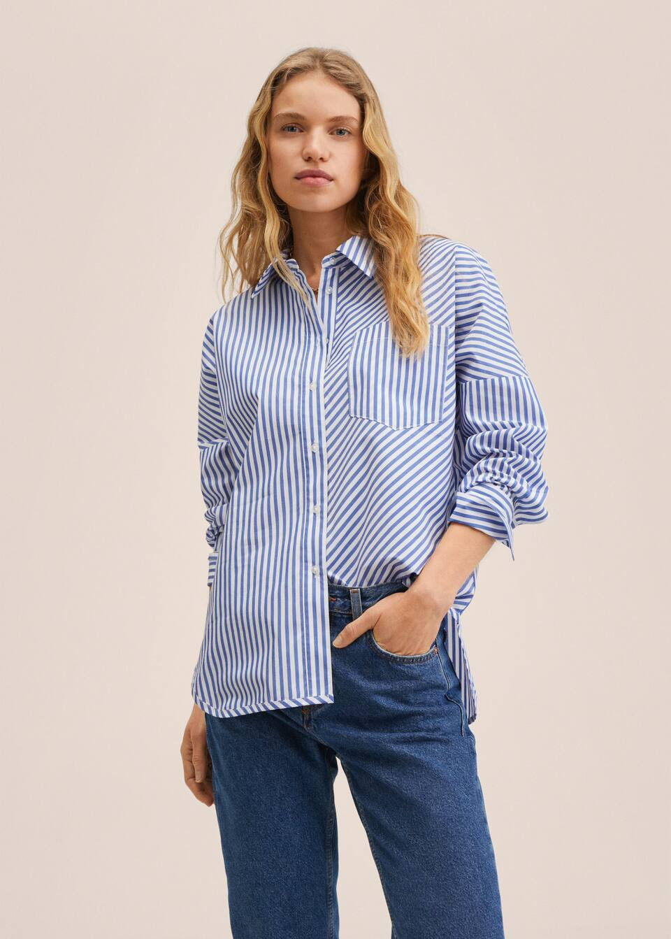 Striped cotton shirt | MANGO (US)