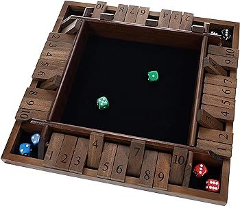 WE Games 14 inch 4-Player Shut The Box Wooden Board Game, Walnut Stain | Amazon (US)