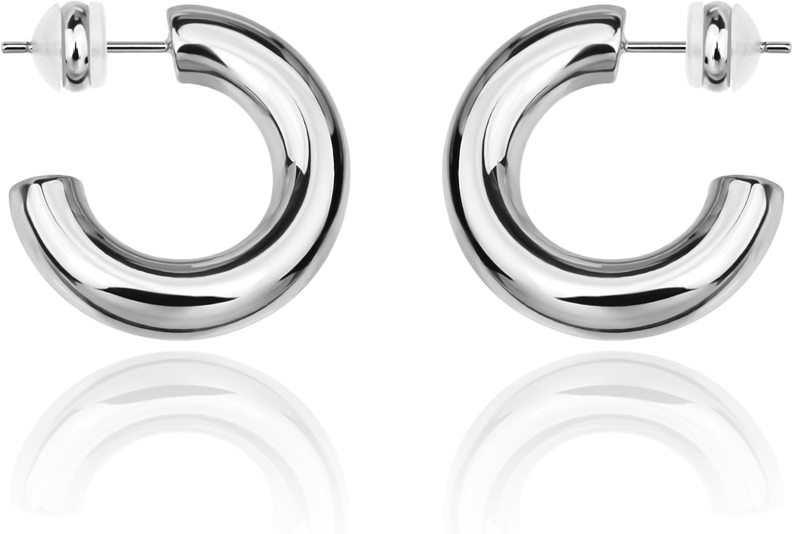 Chunky Gold Hoop Earrings for Women 18K Real Gold Plated Open Hoops Teardrop Earrings Lightweight... | Amazon (US)