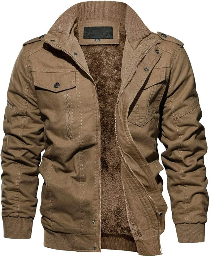 EKLENTSON Men's Thick Thermal Winter Jacket with Multi Pockets Zip Front Fleece Lined Military Ja... | Amazon (US)