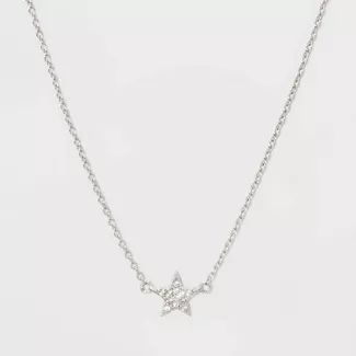 Sterling Silver Pave Cubic Zirconia Star Chain Necklace - A New Day™ Silver/Clear | Target
