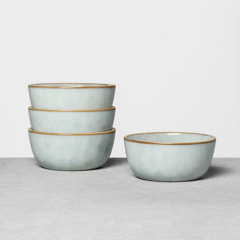 4pk Stoneware Reactive Exposed Rim Mini Bowl Blue - Hearth & Hand™ with Magnolia | Target