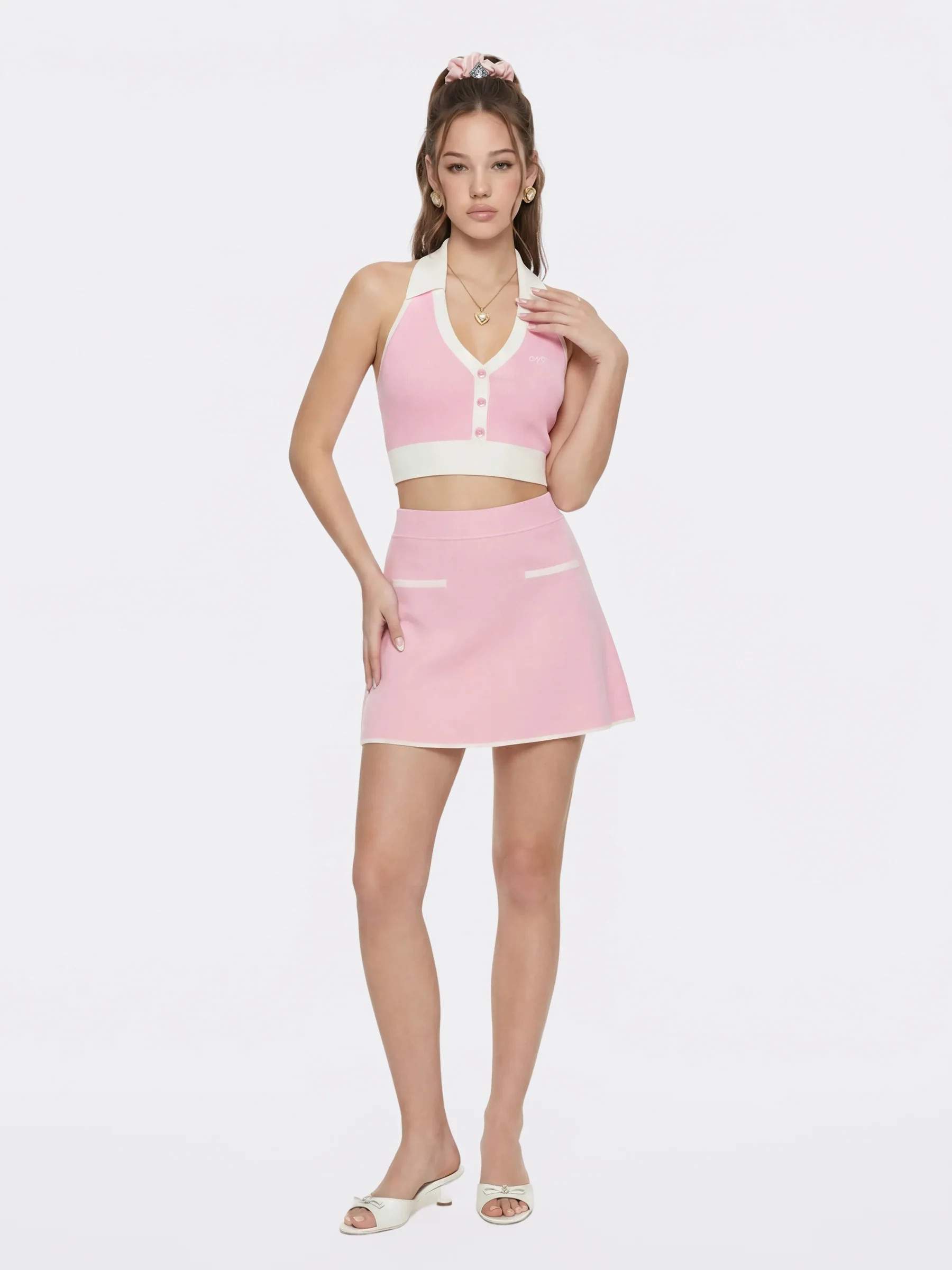 Pink Contrast A-Line Skirt | Nana Jacqueline | Nana Jacqueline