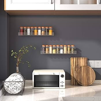 VAEHOLD Adhesive Acrylic Spice Rack with 2 Nano Double Sided Tape Wall Mount Organizer for Bathro... | Amazon (US)