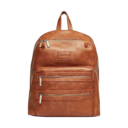 The Honest Company City Backpack, Cognac | Sturdy Vegan Leather Backpack | Diaper Bag | Changing ... | Amazon (US)
