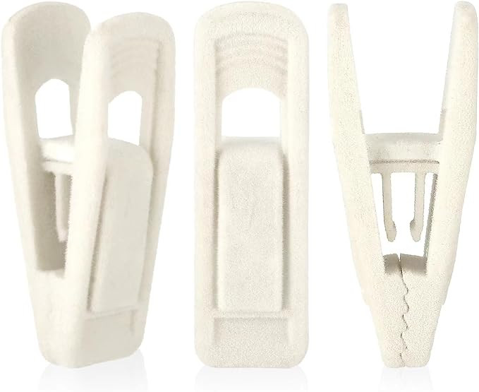 Tinfol Ivory Velvet Hanger Clips, 24 Pack Pants Velvet Clips, Large Opening Clip Clothes Pin, Str... | Amazon (US)