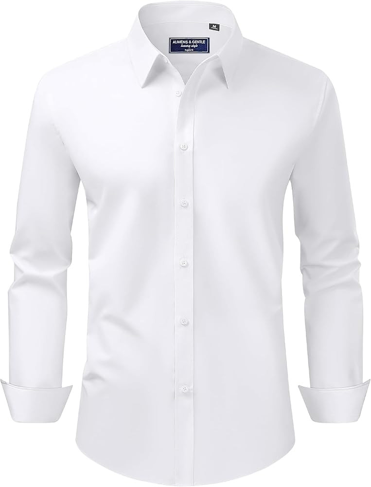 Alimens & Gentle Men's Dress Shirt Regular Fit Stretch Stain Shield Long Sleeve Solid Business We... | Amazon (US)