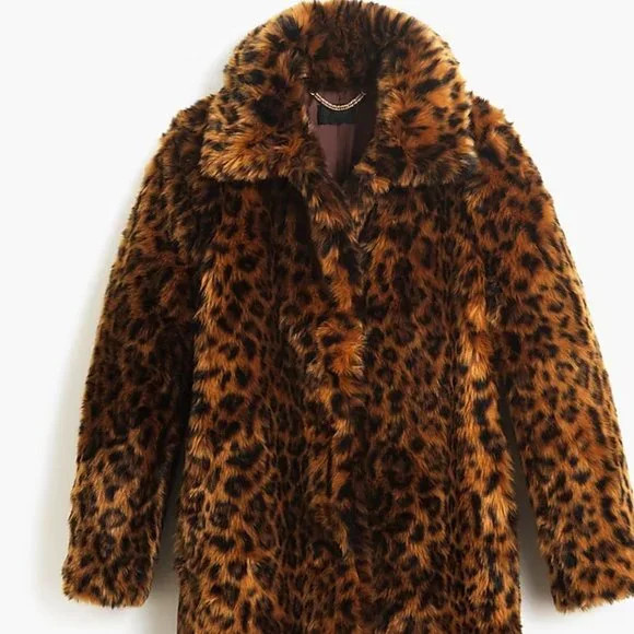 J Crew Faux-fur Leopard Coat | Poshmark
