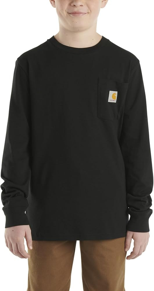 Carhartt Boys' Long-Sleeve Logo Sleeve Pocket T-Shirt | Amazon (US)