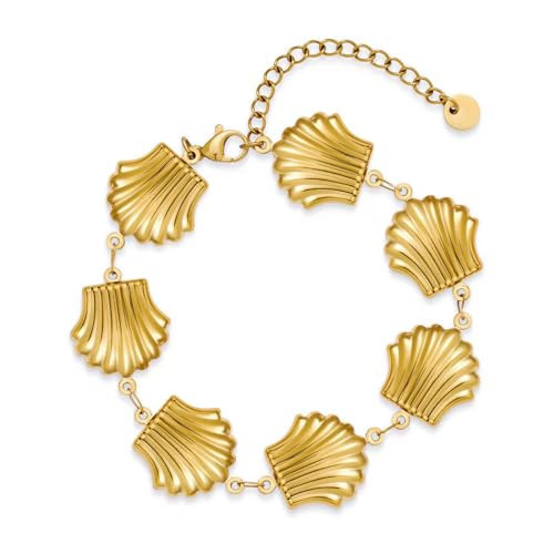 RAUCHBE Gold Shell Bracelet For Women Charms Link Bracelet Summer Beach Seashell Bracelet Trendy Jewelry | Amazon (US)