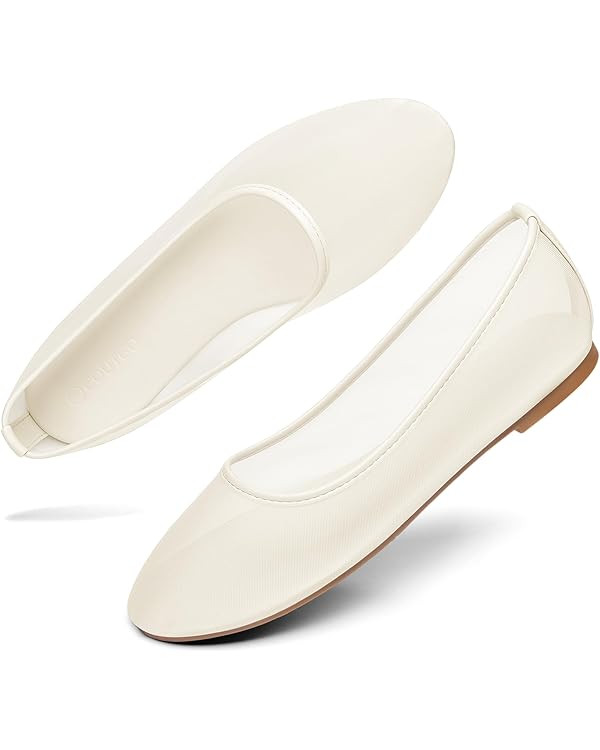 Coutgo Womens Mesh Ballet Flats Slip on Ballerina Flats Comfortable Casual Work Dress Shoes | Amazon (US)
