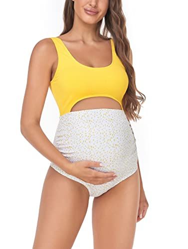 EastElegant Maternity Cutout One Piece Swimwear Ploka Dots Print Pregnancy Bathing Suit | Amazon (US)