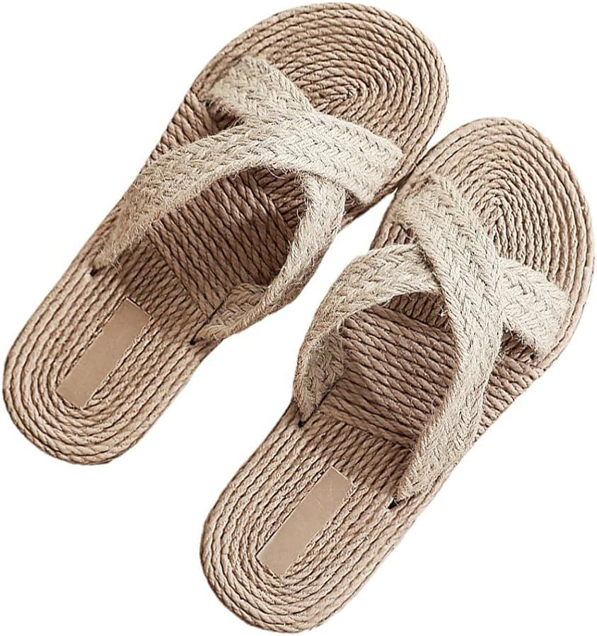 1 Pair Straw Slippers Women Beach Shoes Slippers Seaside Flat Slippers 36 | Amazon (US)