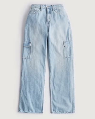 Women's Highest Rise Light Wash Vintage Baggy Cargo Jeans | Women's Bottoms | HollisterCo.com | Hollister (US)