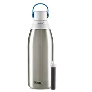 32 oz. Stainless Steel Premium Filtering Water Bottle BPA-Free, Insulated Includes 1-Filter in Silver | The Home Depot