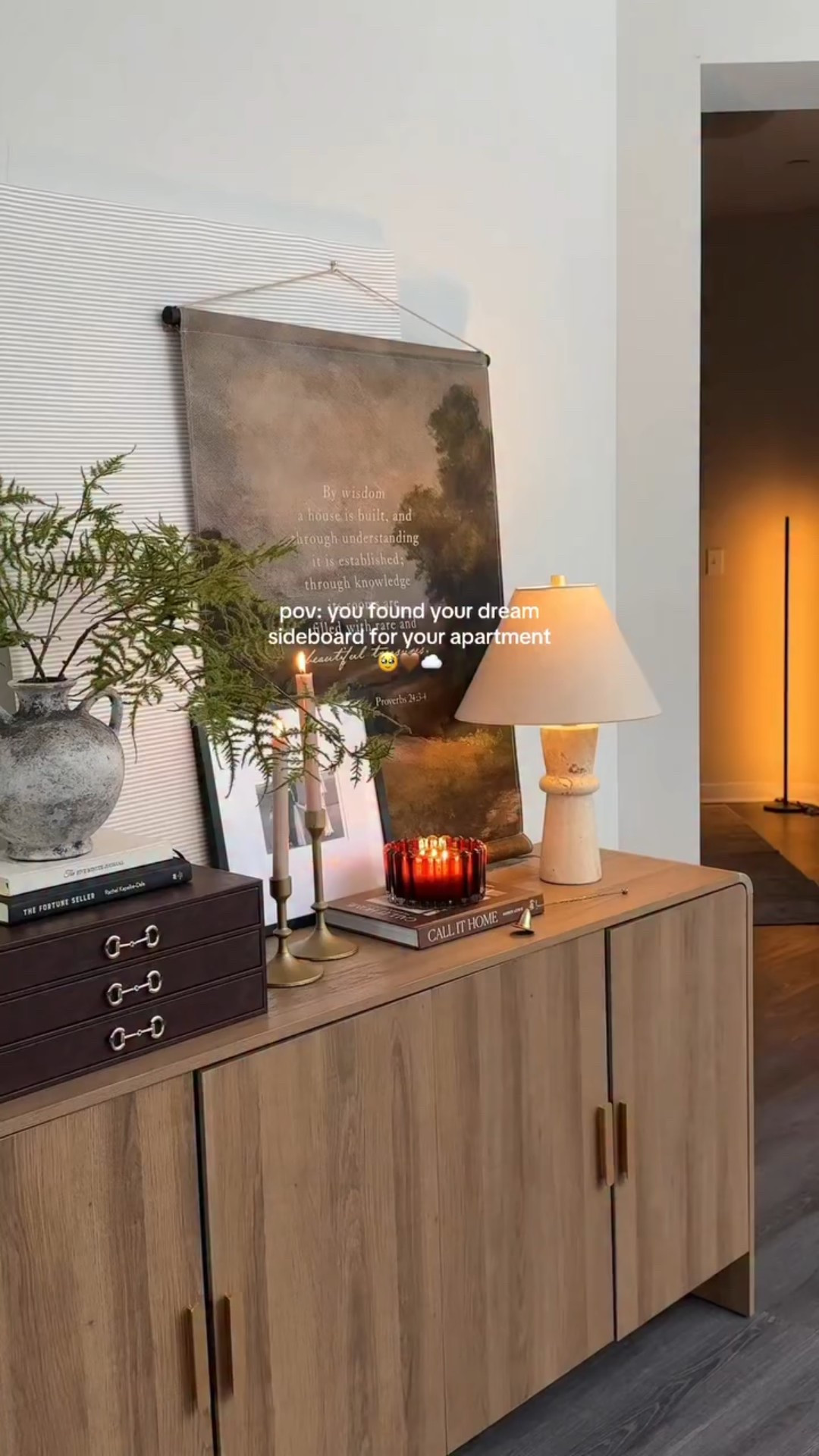 Comment “LINK” and I’ll send you the sideboard to your dms 🤎 Adding more warmth to my apartment with this beautiful sideboard after the holidays. This dream oak sideboard completely changed the way my apartment feels 🥹 

I didn’t realize how much warm wood matters until I added this piece. It grounded the whole space, added hidden storage, and instantly made my living area feel more intentional

If your apartment feels unfinished, empty, or a little too cold, this is your sign to invest in one statement furniture piece instead of buying a bunch of small decor that doesn’t really do anything. Oak furniture adds warmth and texture. 

#cozyapartment #apartmentdecor #oakfurniture #sideboarddecor #livingroominspo #homedecorideas #homefinds #homedecor