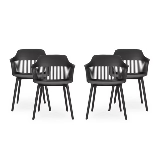Dahlia 4pk Resin Modern Dining Chair - Black - Christopher Knight Home | Target