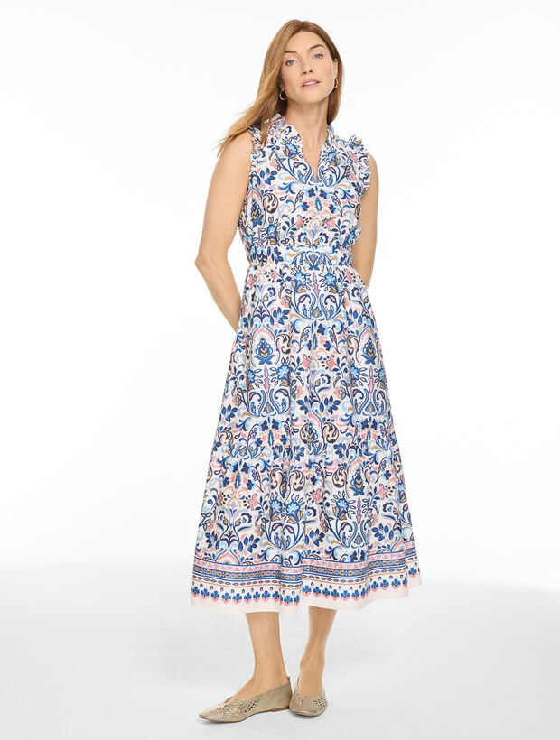 Canyon Wildflowers Poplin Fit & Flare Dress | Talbots