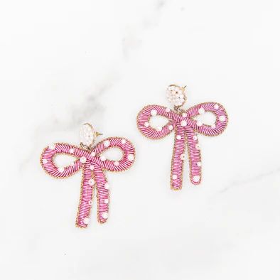 Pink Bow + Pearls Earrings | Golden Thread