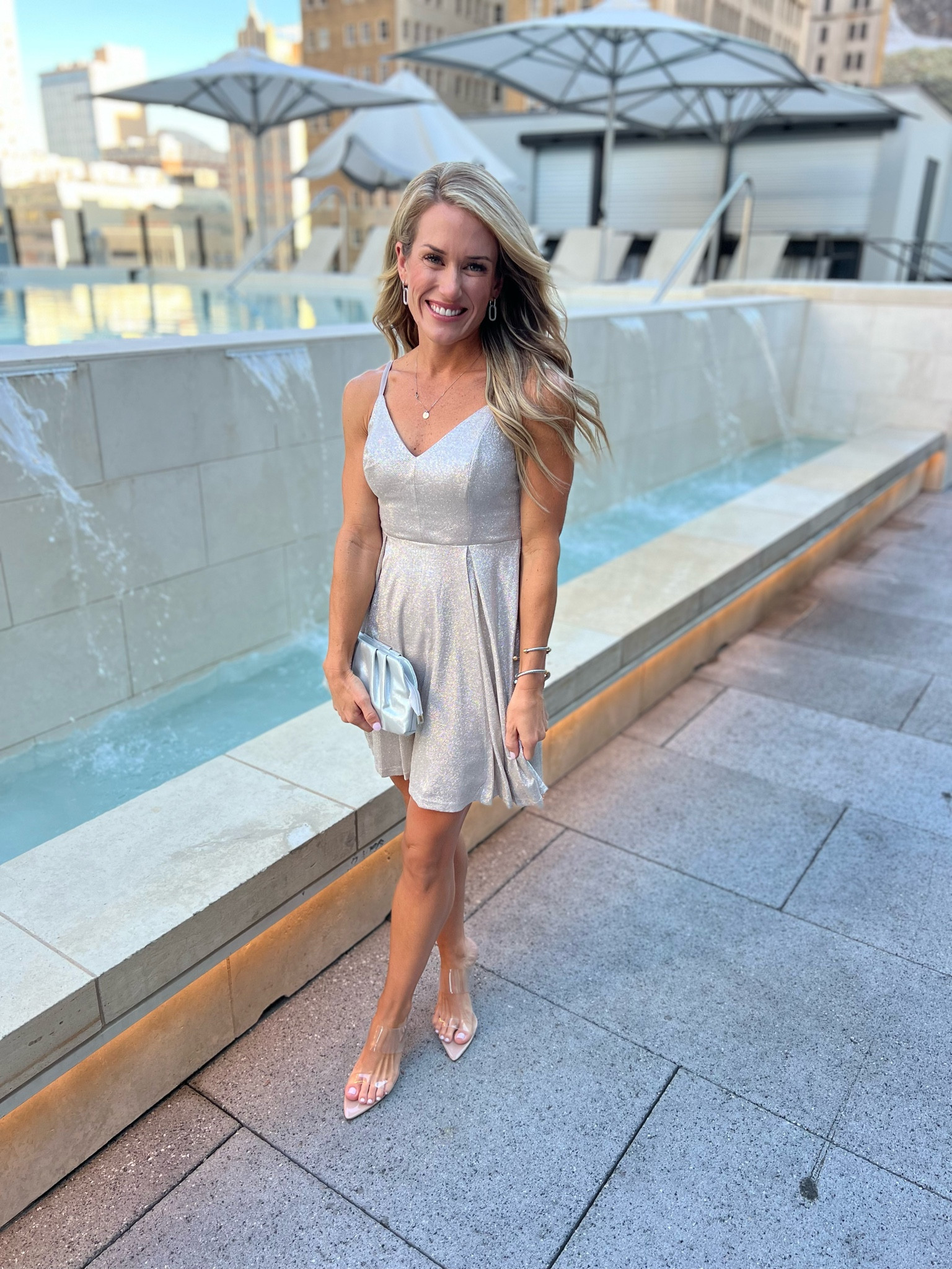 Frosted glam from last night 
Silver dress
Sparkle dress
Clear heels 

#LTKFindsUnder100 #LTKCon #LTKStyleTip