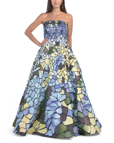 Strapless Mosaic Print Gown For Women | TJ Maxx